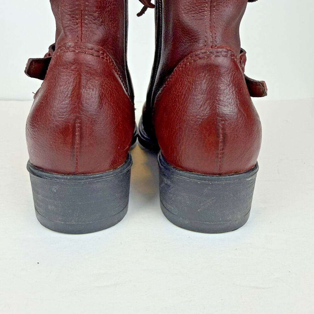 Miz Mooz Biggs Double Buckle Leather Ankle Boots Size EU 36 US 5.5-6 Burgundy - Picture 8 of 12